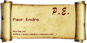 Paor Endre névjegykártya